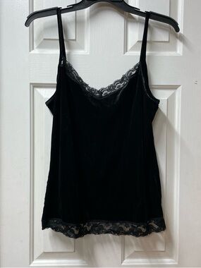 Black Velvet Lace Trim Cami Top nobo xxl used